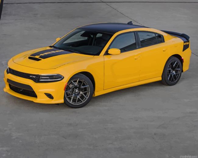 Yellow dodge charger car painting by numbers.jpeg