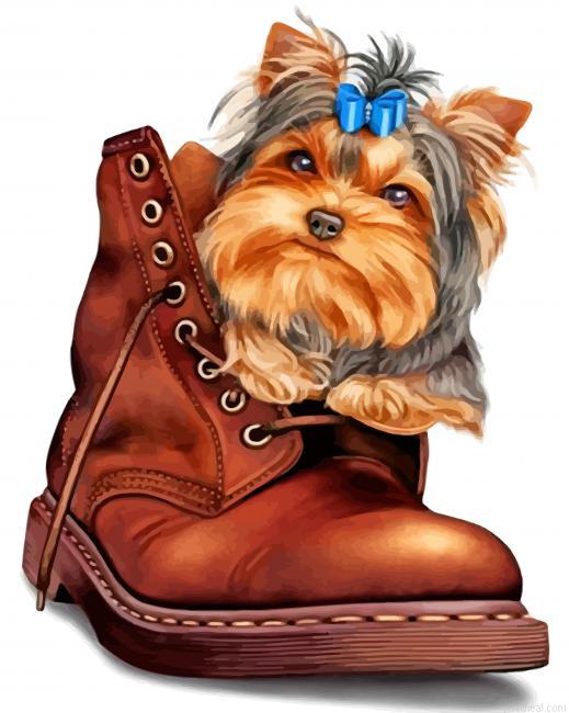 Yorkie in a boot painting by numbers.jpeg
