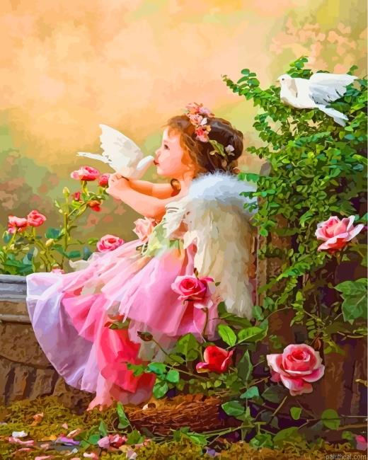 Angel girl in garden painting by numbers.jpeg