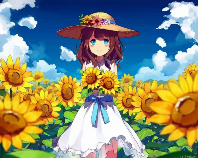 Anime girl and sunflowers painting by numbers.jpeg