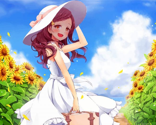 Anime girl in sunflower field painting by numbers.jpeg