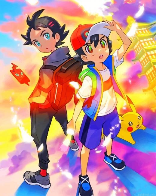 Ash and gou pokemon painting by numbers.jpeg