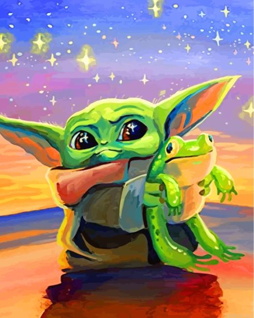Baby yoda holding frog painting by numbers.jpeg