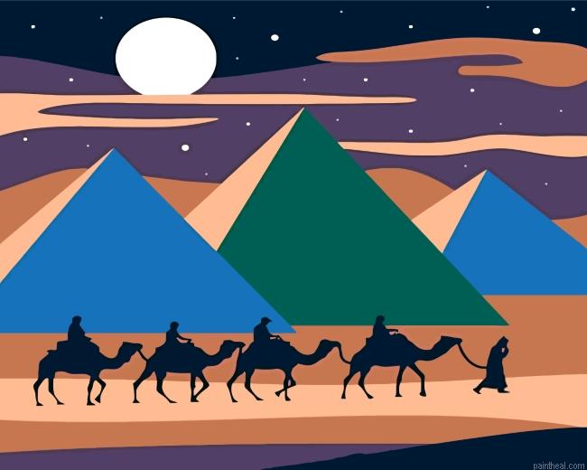 Camels in desert illustration painting by numbers.jpeg