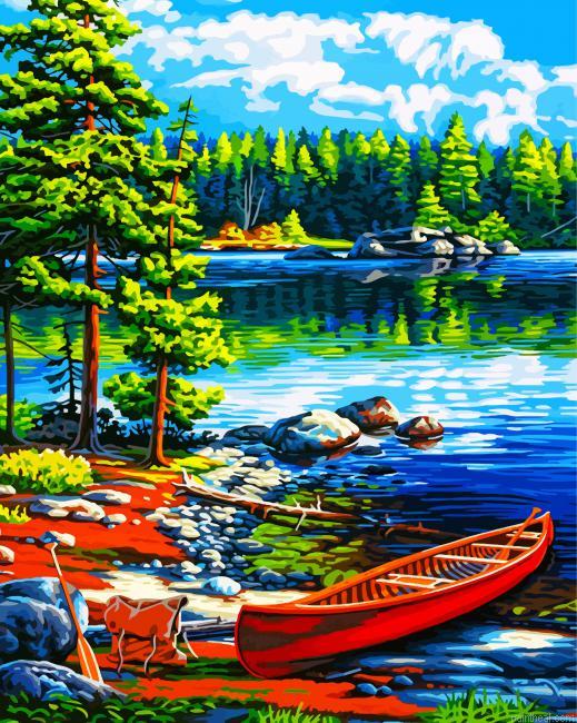 Canoe by lake painting by numbers.jpeg