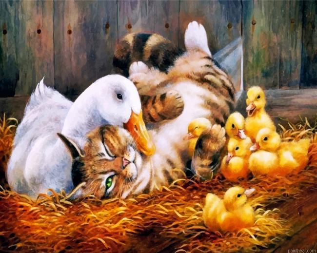 Cat and duck family painting by numbers.jpeg