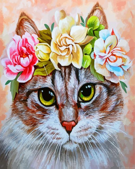 Cat with flowers painting by numbers.jpeg