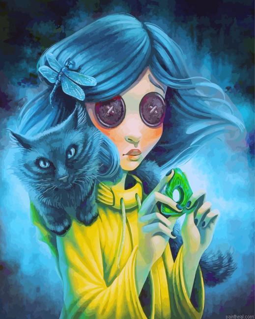 Creepy coraline and cat painting by numbers.jpeg