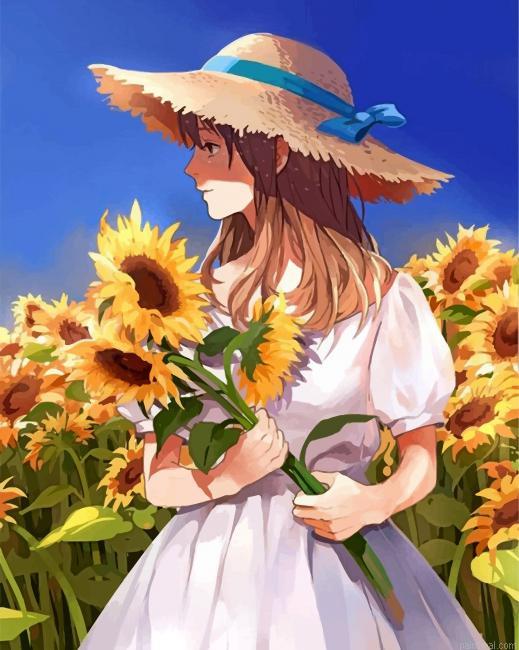 Girl and sunflowers painting by numbers.jpeg