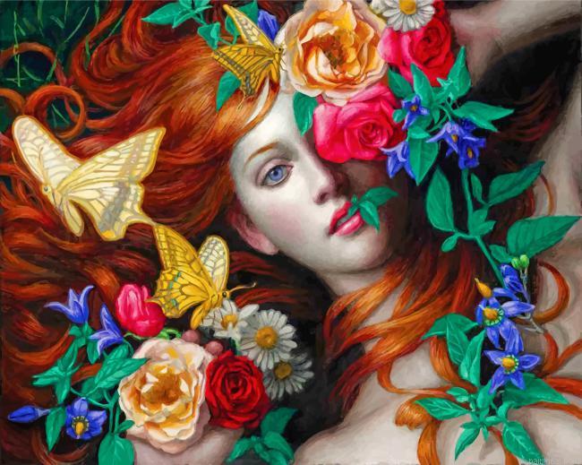 Girl with flowers painting by numbers.jpeg