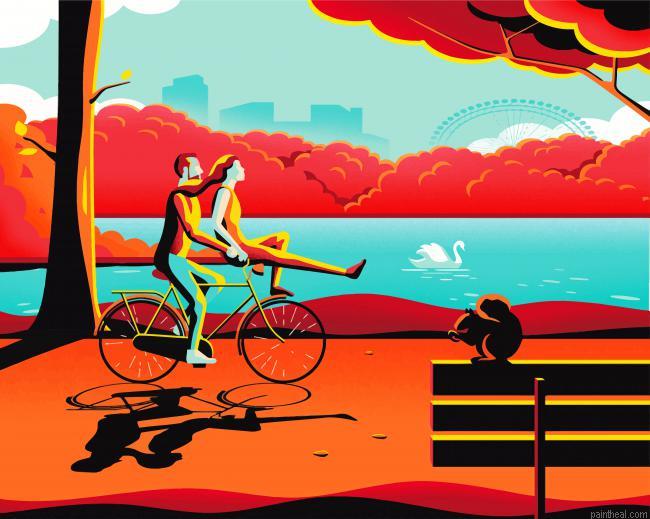 Illustration couple on bike painting by numbers.jpeg