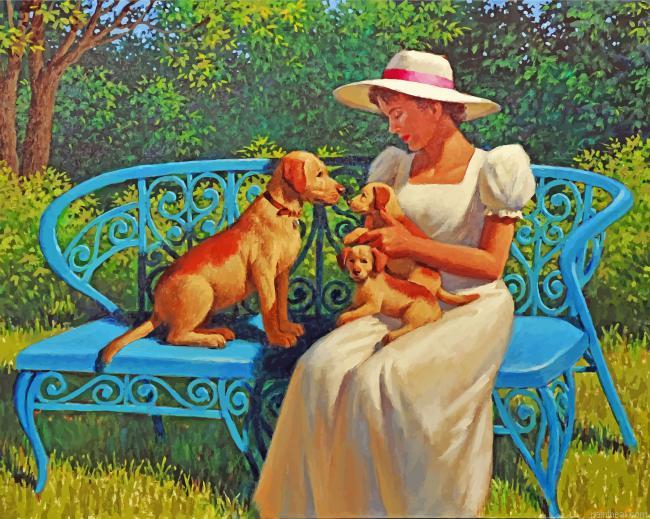 Lady and pets painting by numbers.jpeg
