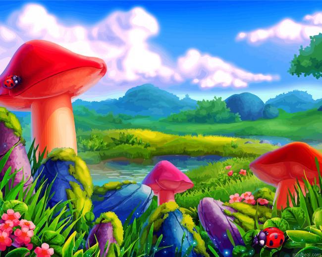 Ladybugs and mushrooms painting by numbers.jpeg