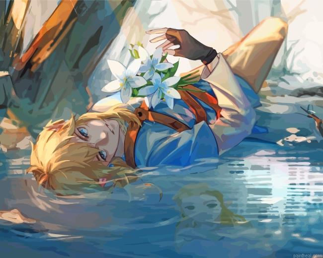 Link holding flowers painting by numbers.jpeg