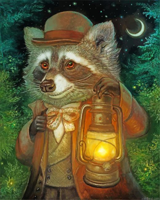 Mr raccoon and lantern painting by numbers.jpeg