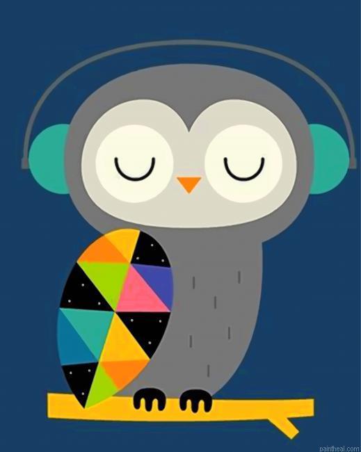 Owl listening to music painting by numbers.jpeg