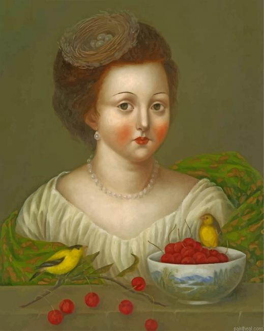 Primitive lady and birds painting by numbers.jpeg