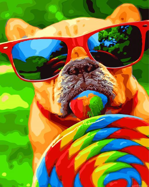 Puppy licking a lollipop painting by numbers.jpeg
