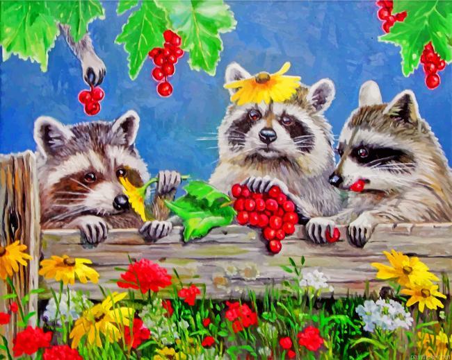 Raccoons animals painting by numbers.jpeg