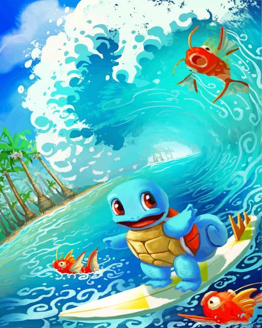 Squirtle surfing pokemon painting by numbers.jpeg