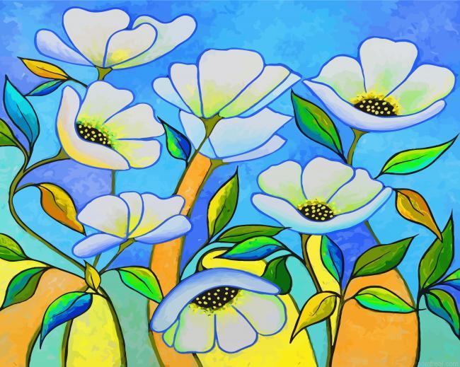 White anemone flowers painting by numbers.jpeg