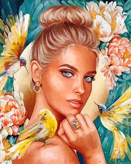 Woman and birds painting by numbers.jpeg