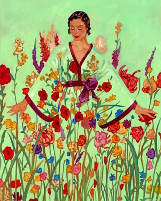 Woman and flowers art painting by numbers.jpeg
