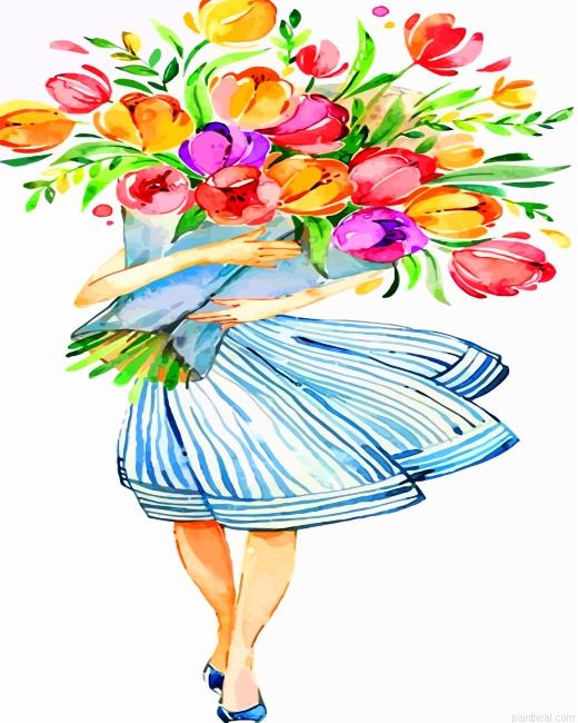Woman holding flowers painting by numbers.jpeg