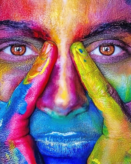 Aesthetic colorful woman painting by numbers.jpeg