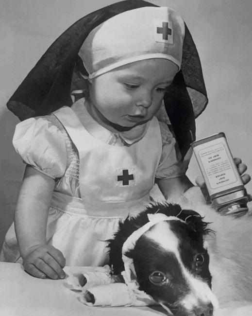 Baby nurse with her dog new painting by numbers.jpeg