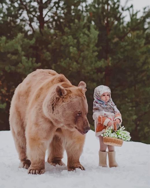 Beautiful girl with a brown bear painting by numbers.jpeg