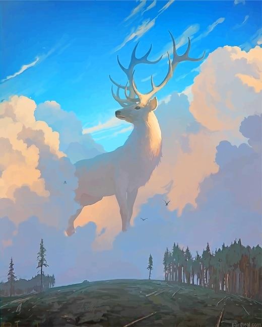 Beautiful white deer painting by numbers.jpeg