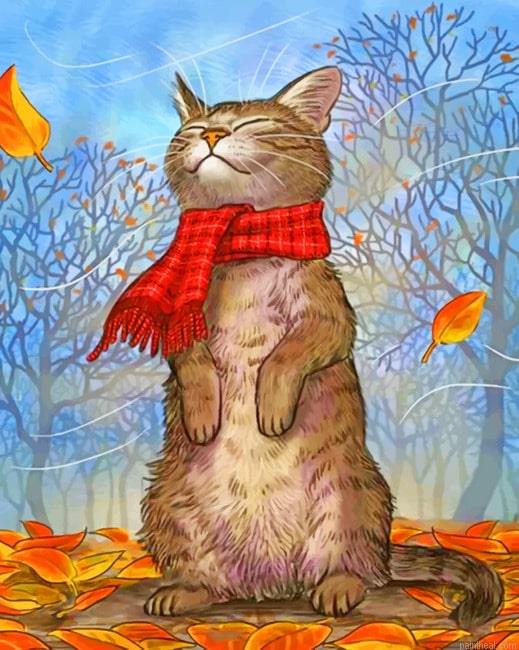 Cat in autumn season new painting by numbers.jpeg