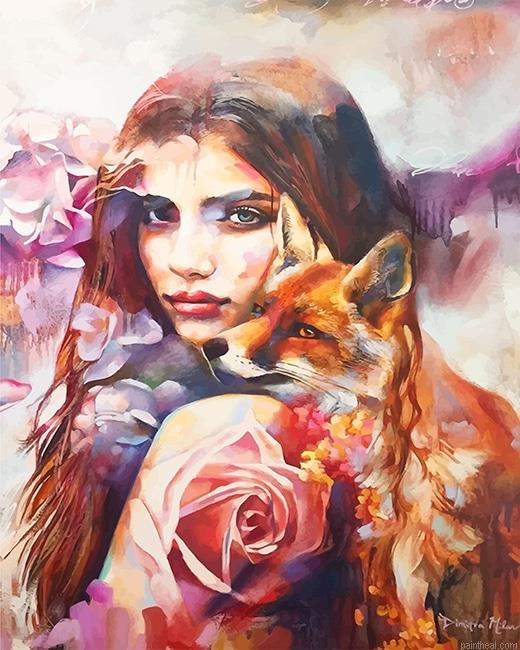 Colorful fox woman painting by numbers.jpeg