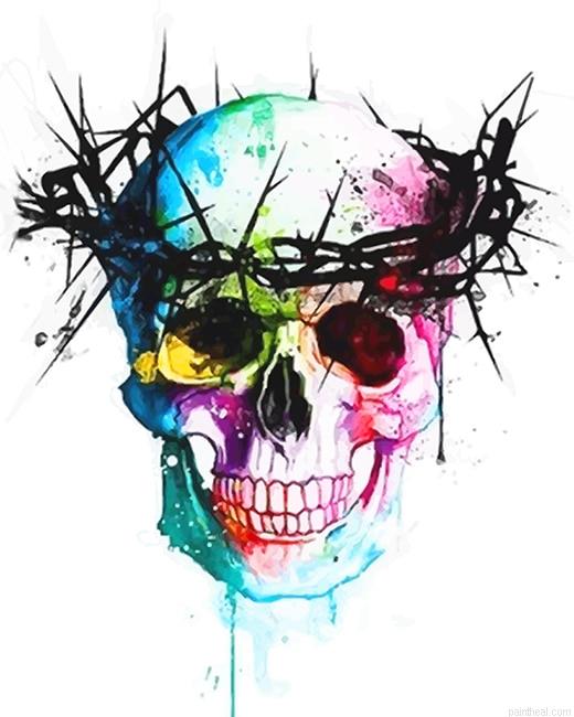 Colorful skull with crown painting by numbers.jpeg