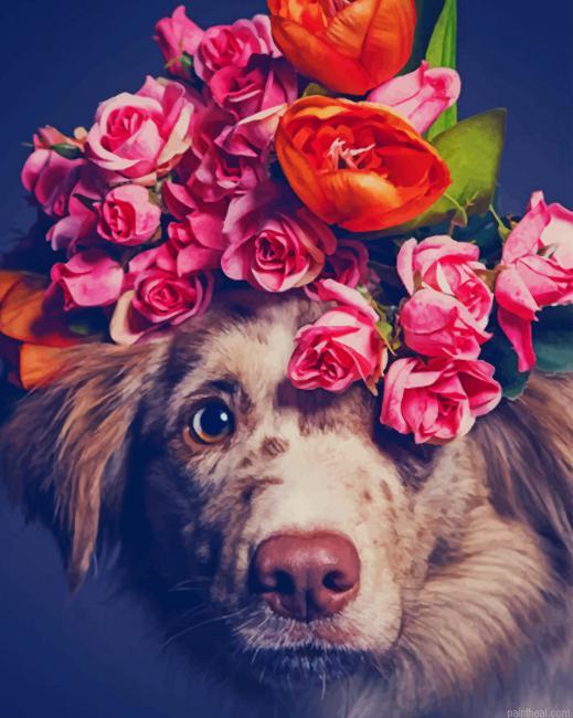 Dog with flower crown painting by numbers.jpeg