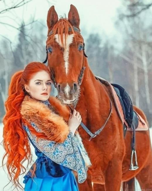 Girl with horse art painting by numbers.jpeg