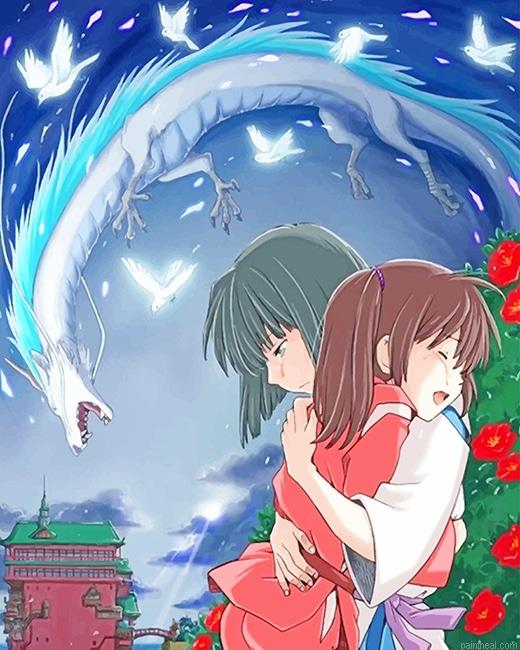 Haku and chihiro spirited away painting by numbers.jpeg