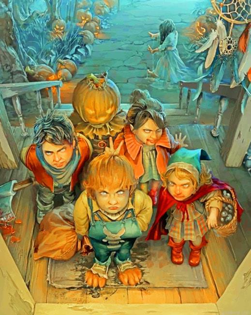 Halloween kids asking for candies new painting by numbers.jpeg