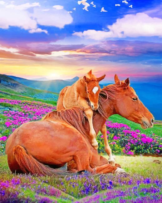 Horses in nature painting by numbers.jpeg