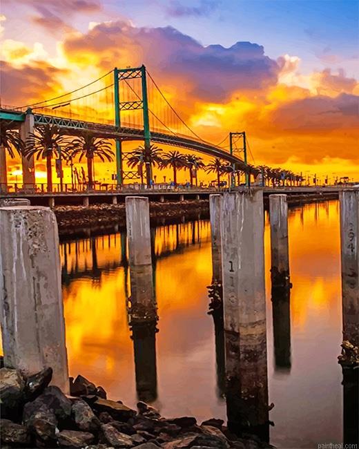 Long beach bridge california sunset painting by numbers.jpeg