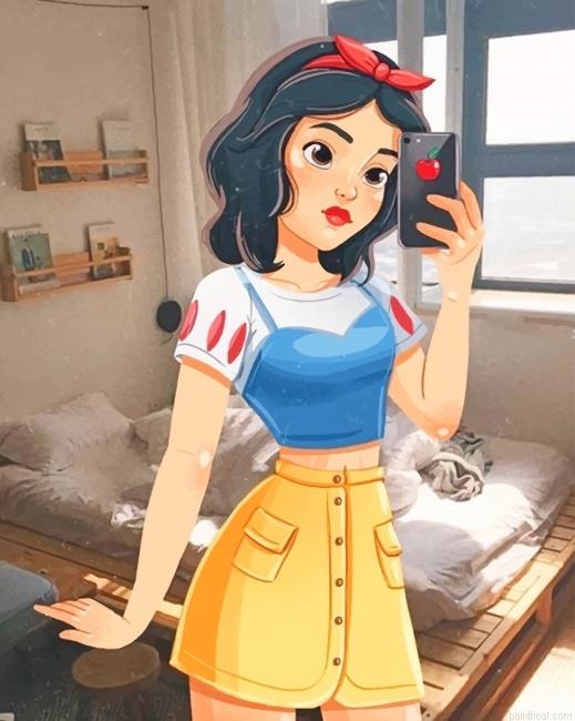 Modern snow white taking a mirror selfie painting by numbers.jpeg