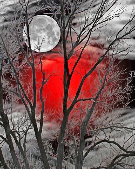 Moon forest red silhouette painting by numbers.jpeg