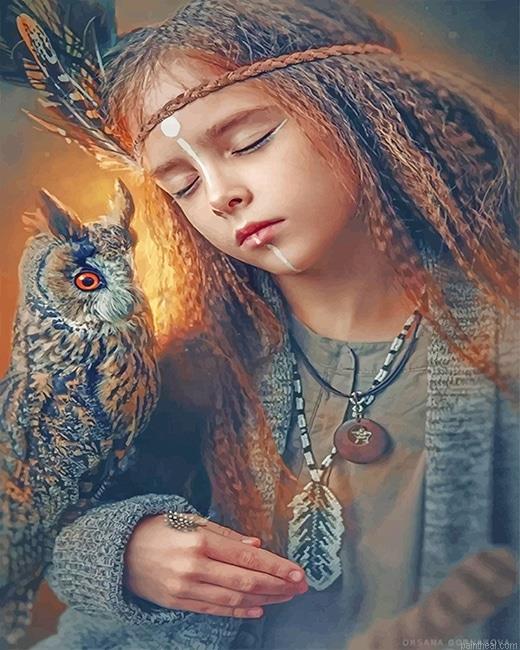 Native american with owl painting by numbers.jpeg