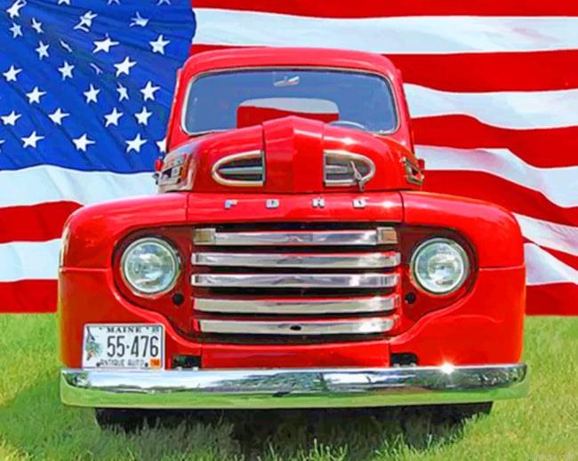 Old truck and flag new painting by numbers.jpeg