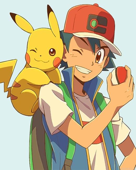 Pikachu and ash painting by numbers.jpeg
