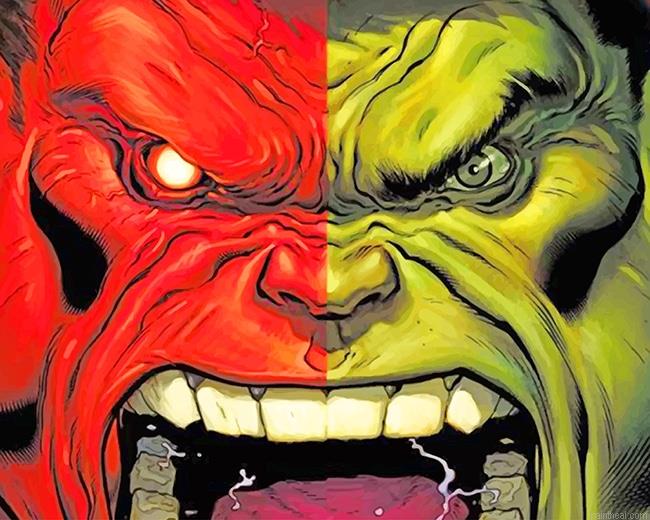Red and green hulk face painting by numbers.jpeg