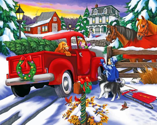 Snow christmas truck painting by numbers.jpeg