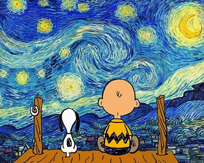 Starry night snoopy and charlie brown painting by numbers.jpeg