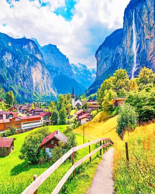 Staubbach waterfall switzerland painting by numbers.jpeg
